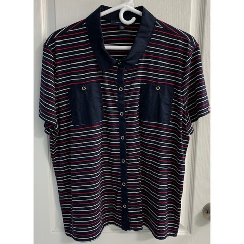 Ladies Tommy Hilfiger Snap-Front Striped Camp Shirt -- Size XXL
